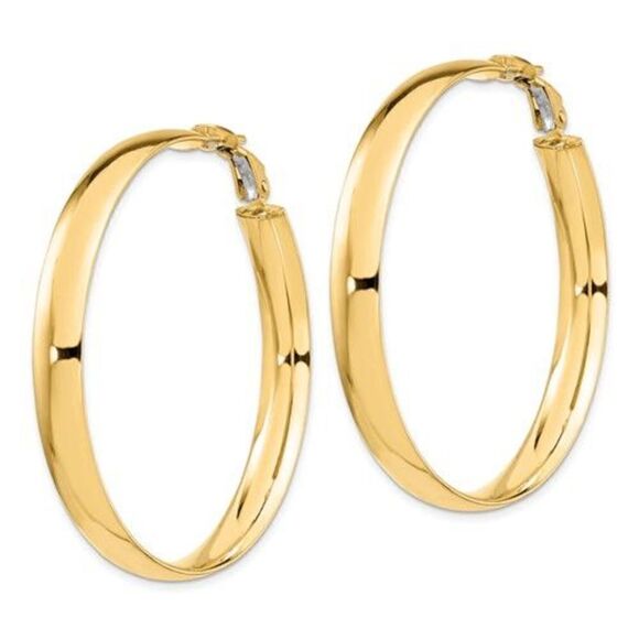 14K Italian Gold  High Polished Omega Back Hoop Earrings by Leslies Jewelry - Picture 4 of 11